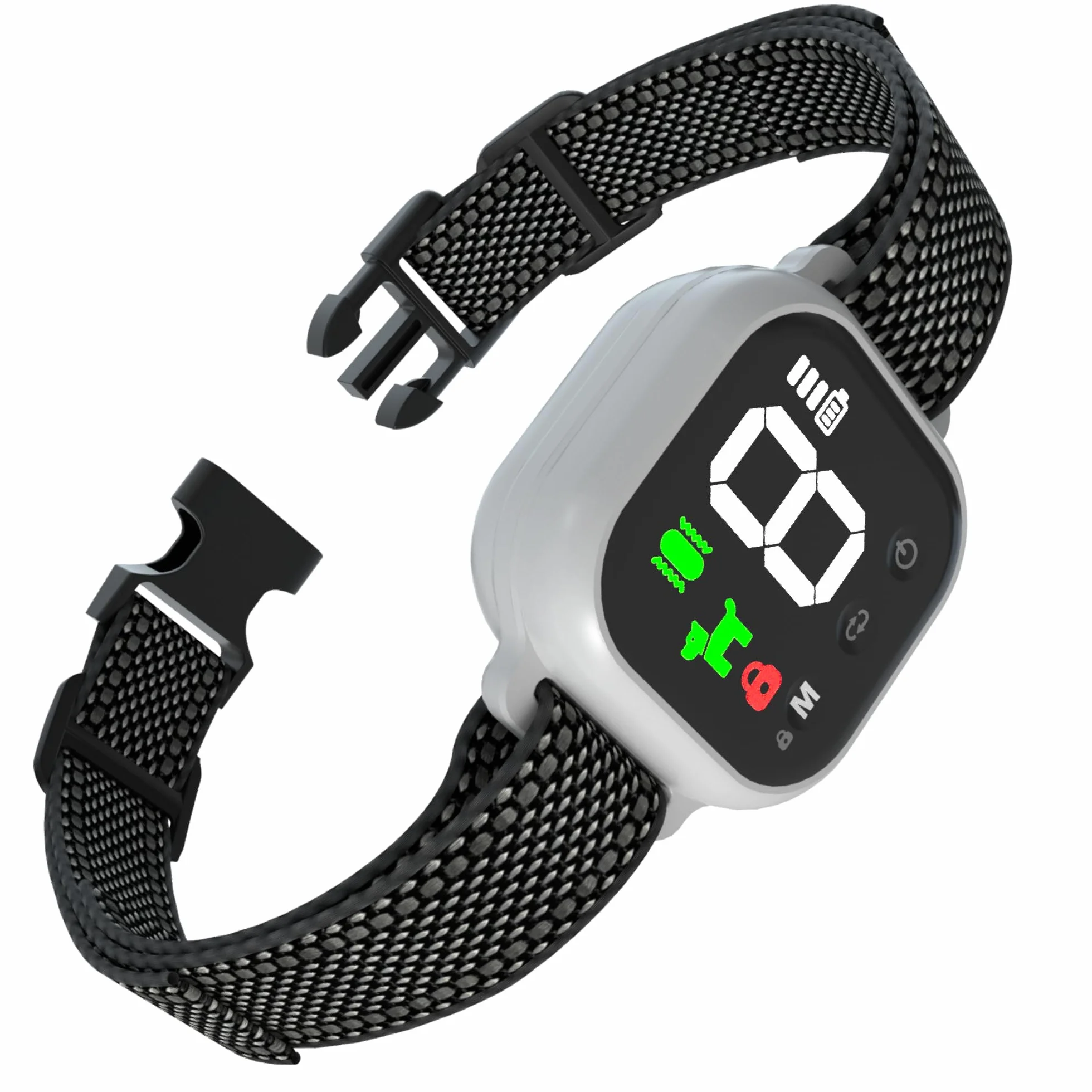 Collier Anti Aboiement Chien Intelligent 4 Modes Son Vibration Choc Statique IP67 Étanche Rechargeable Blanc