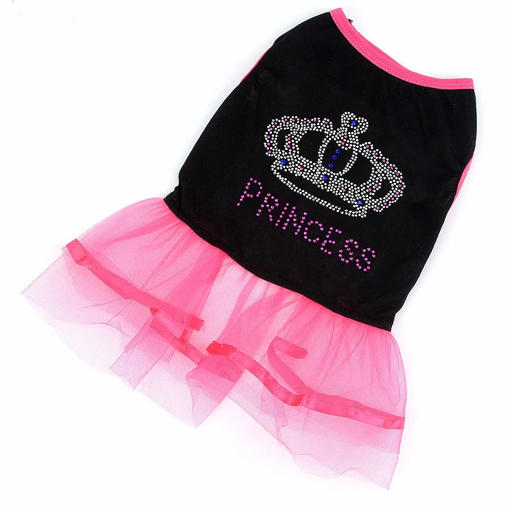 Strass Princesse Chien Robe en Dentelle Tutu Jupe Gilet pour Petit Chien