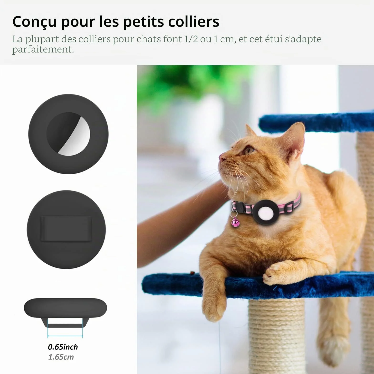 Lot de 2 Colliers de Protection étanches pour Chat Compatible avec Apple Airtag - Noir