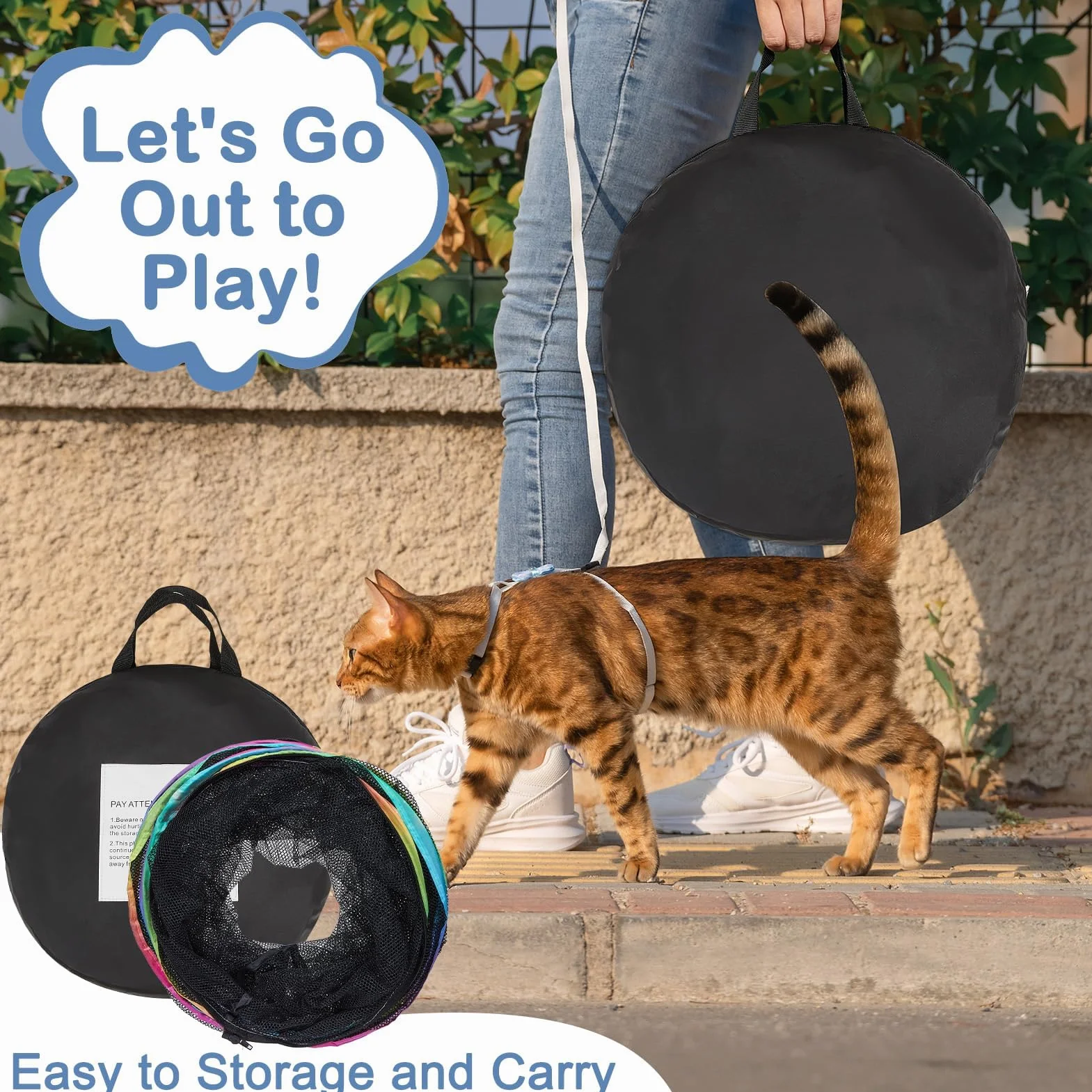 Parc Pliable pour Chats, Lapins et Petits Animaux d’Intérieur et d’Extérieur 2 Cubes 1 Tunnel
