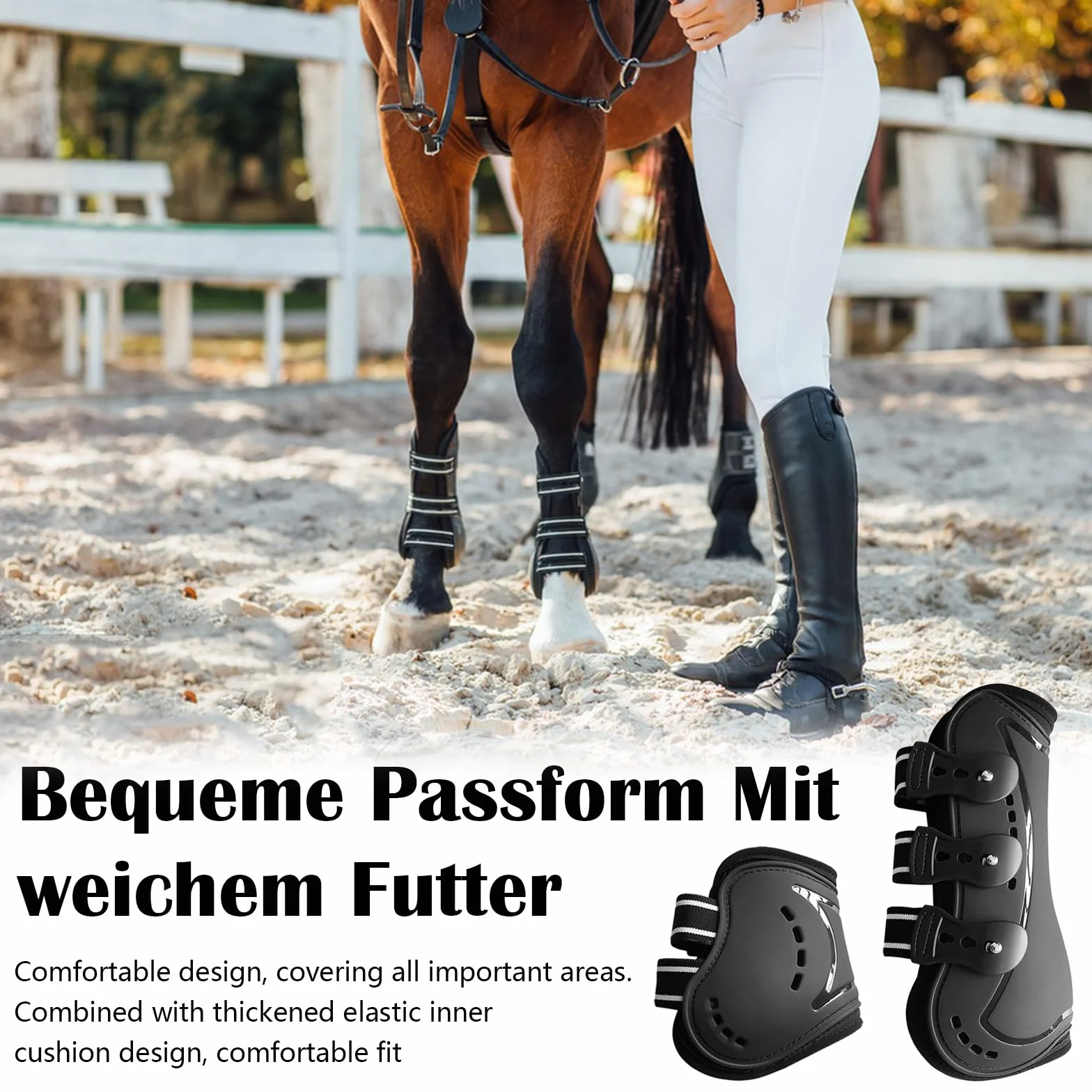 Guêtres de Tendon de Cheval Lot de 4, Néoprène PU, Sport Équestre, Bottes de Saut Avant