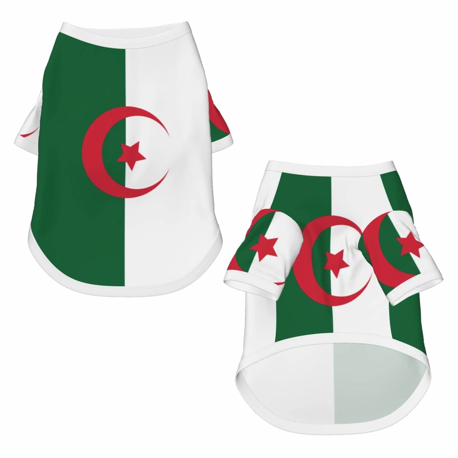 T-shirt chien drapeau Algérie vêtement chiot débardeur élastique taille M