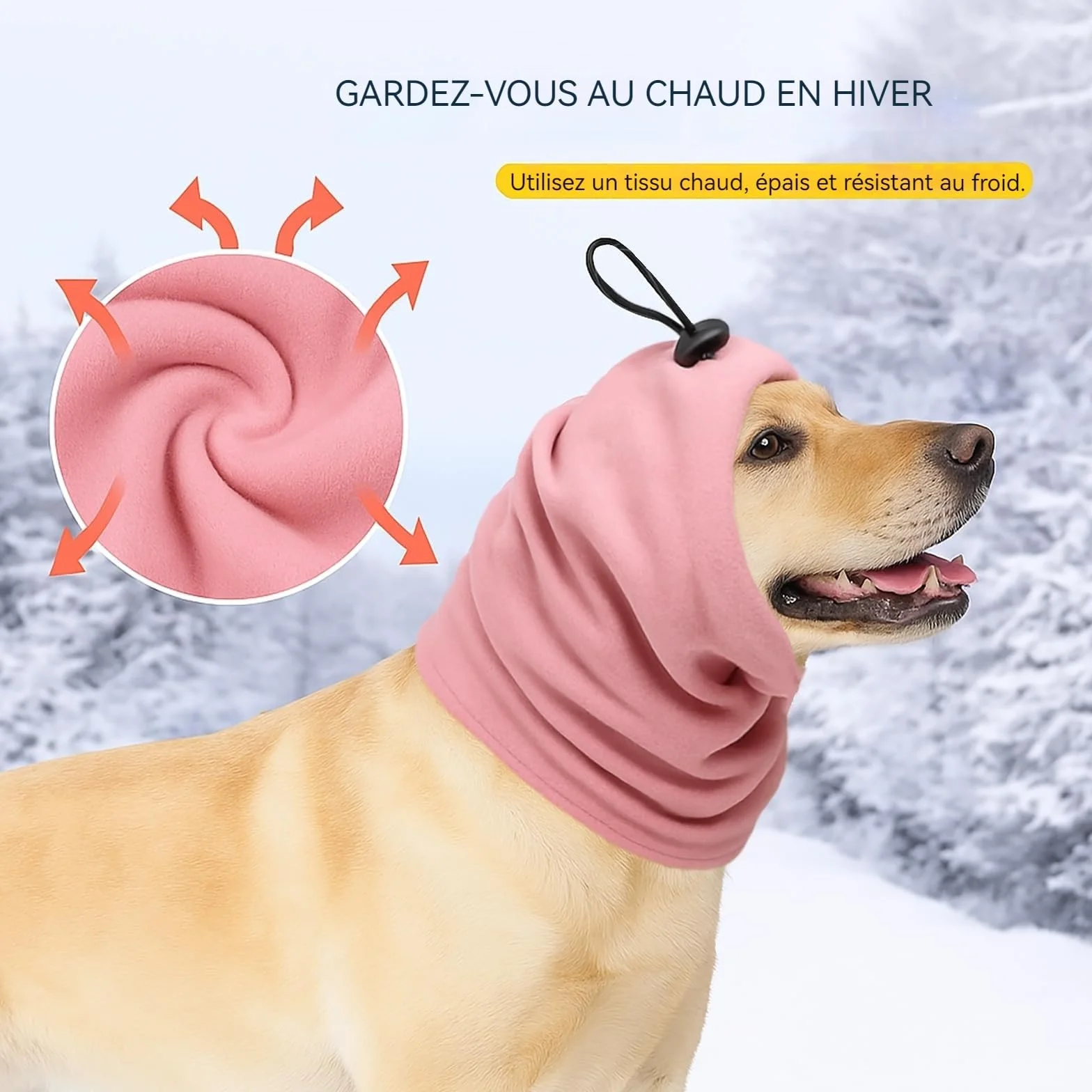 Protège-Oreilles Colenumone Dog Snood - Capuche apaisante et Cache-Cou/Oreille avec Pince réglable, pour Le soulagement de l'anxiété, Les Soins et Le Froid, (Noir,M)