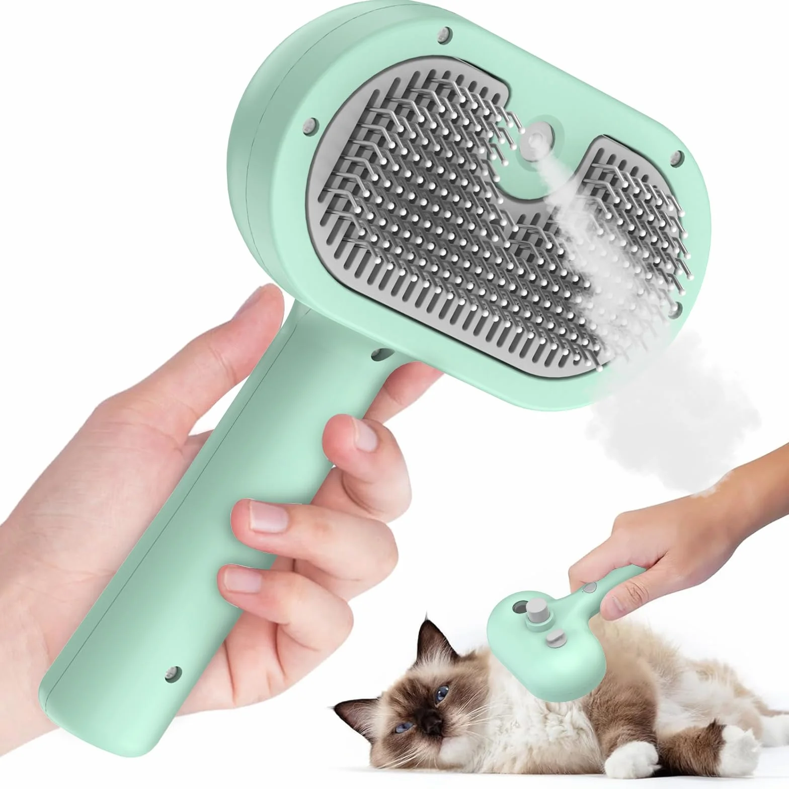 Brosse à Vapeur 3 en 1 pour Chien et Chat - Peigne de Massage Rechargeable avec Réservoir d'Eau