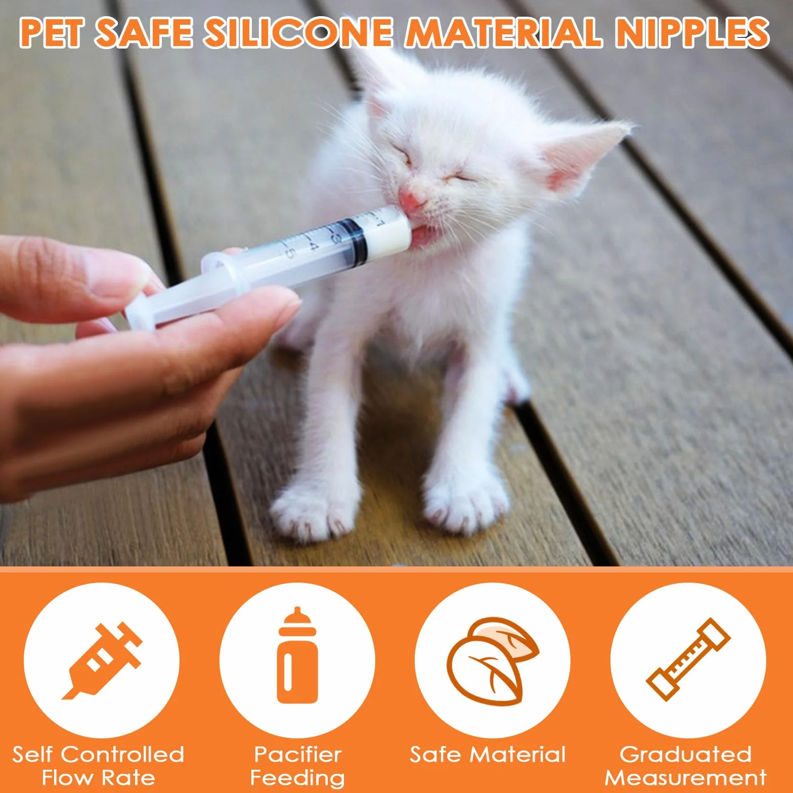 Biberons d'allaitement pour chatons, tétines en silicone réutilisables avec seringue
