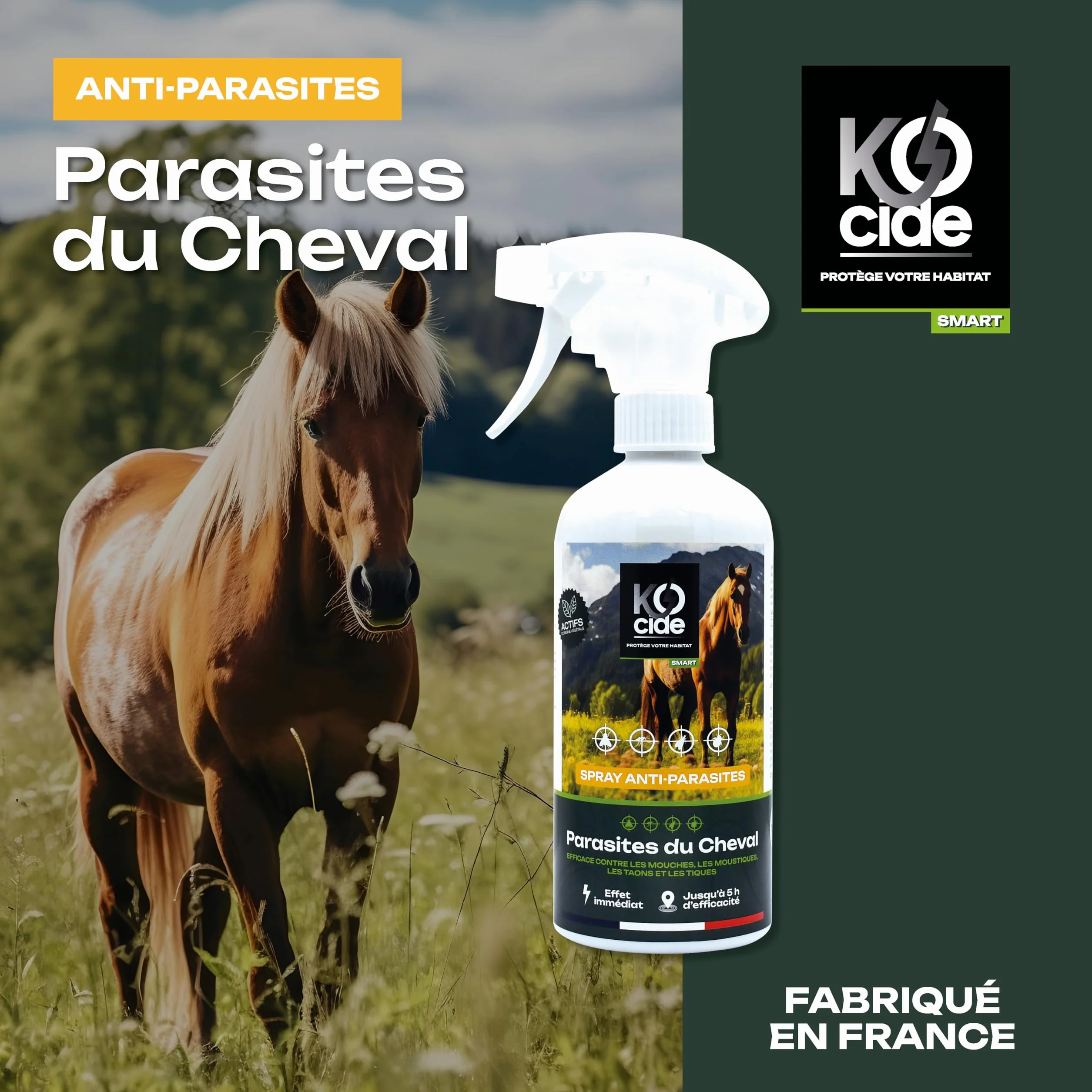 K-OCIDE Barrière répulsive anti-insectes cheval 500 ml