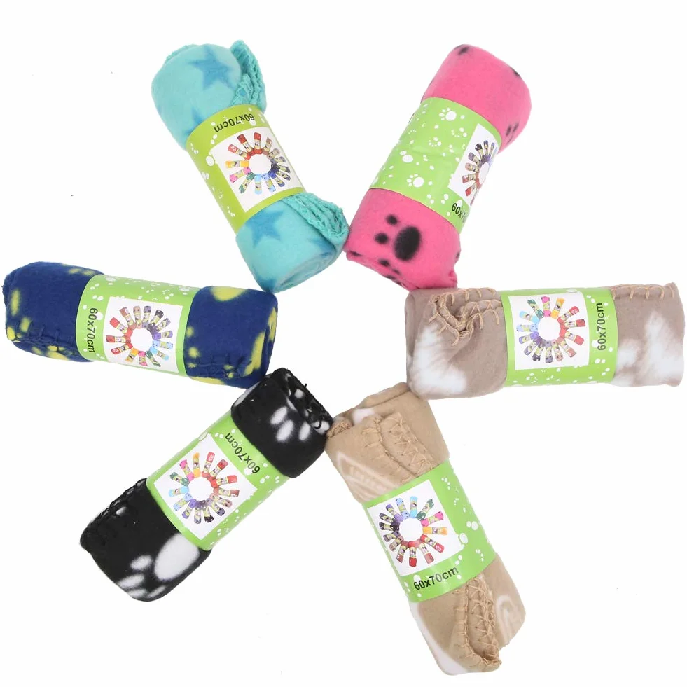 Lot de 6 Couvertures Lavables pour Animal Domestique 60x70 cm Motif Pattes Multicolore