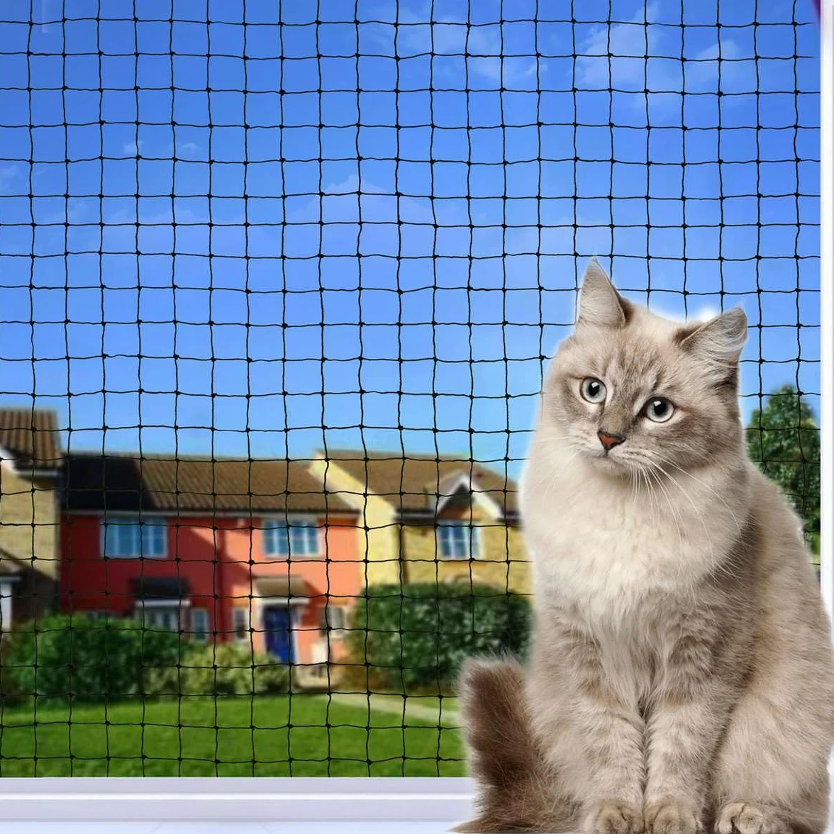 Filet de Protection Chat Balcon Renforcé 2x3m 4x3m 6x3m 8x3m 10x3m 12x3m Noir