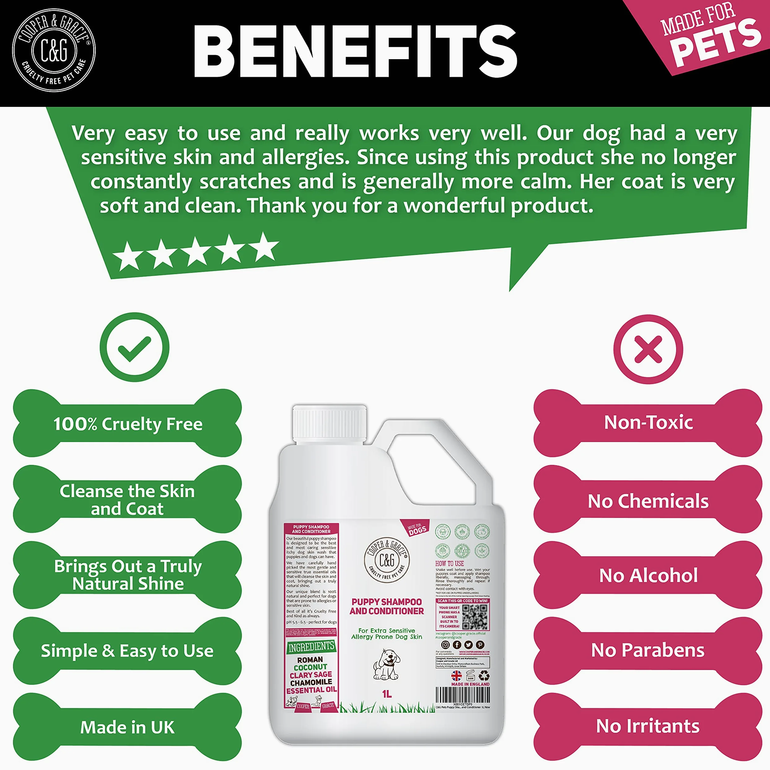 C&G Pets Shampoing et après-shampoing pour chiot 1 l