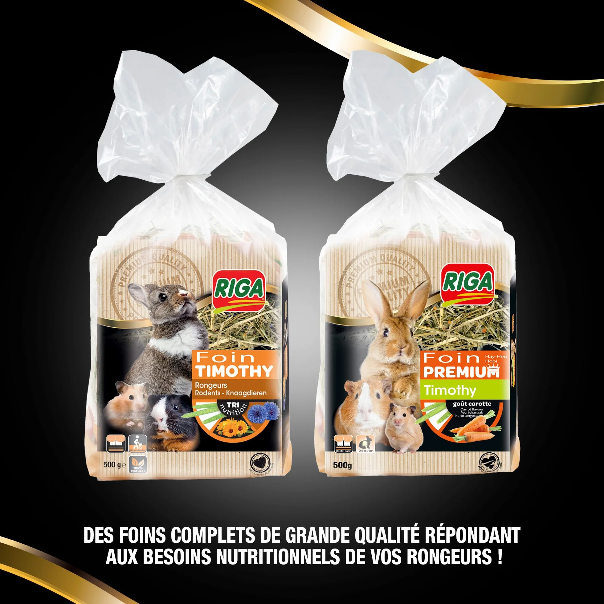 Foin Premium Timothy à la Carotte pour Rongeurs 500 g