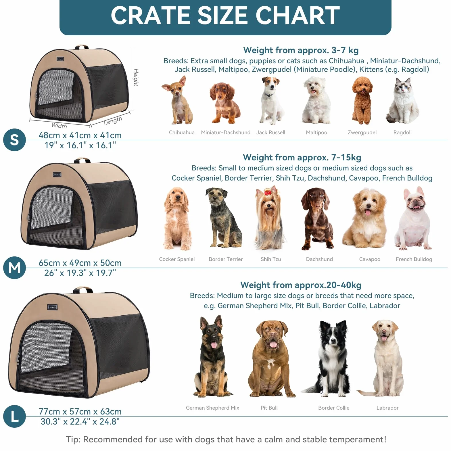 Petsfit Cage pour Chien Pliable pour Petits Chiens et Chats, Cage Chien à Domicile avec Design bombé, Caisse de Transport Chien avec Fermeture éclair Anti-Ouverture et Coussin en Peluche,S,Kaki