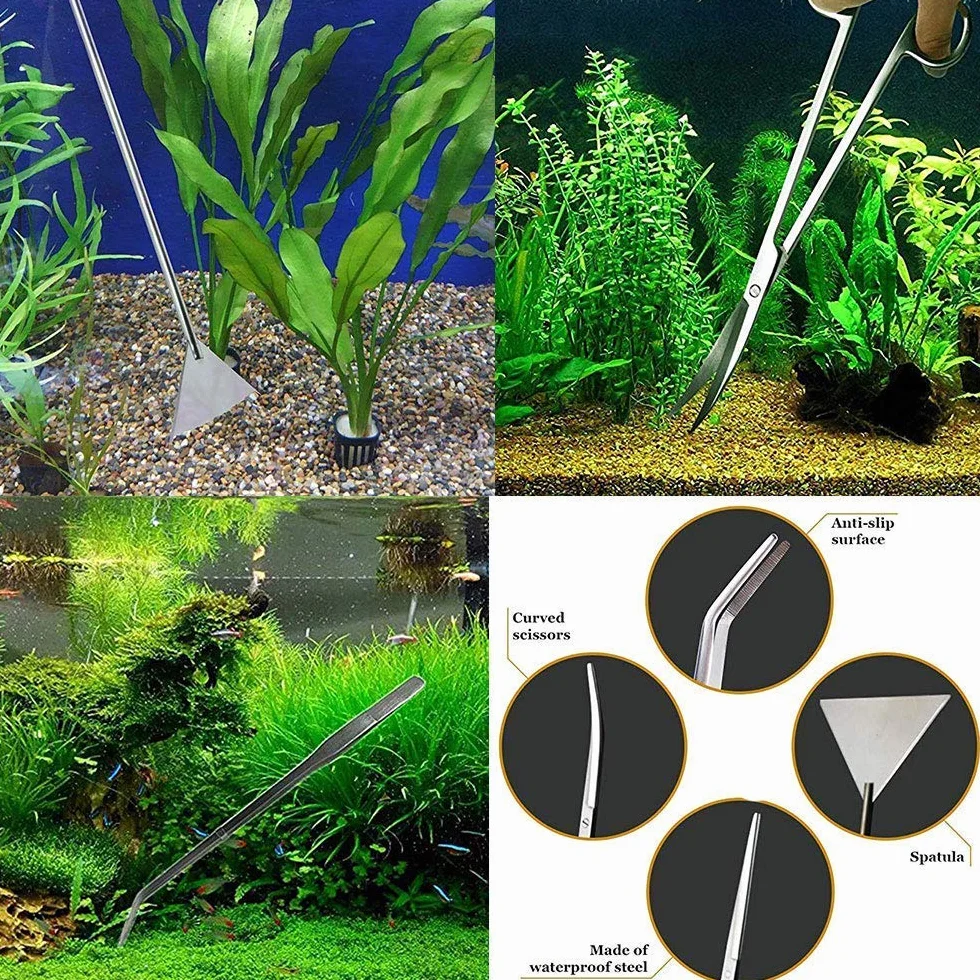 Signstek Ciseaux Aquarium 5 en 1 Acier Inoxydable Outil Aquascaping