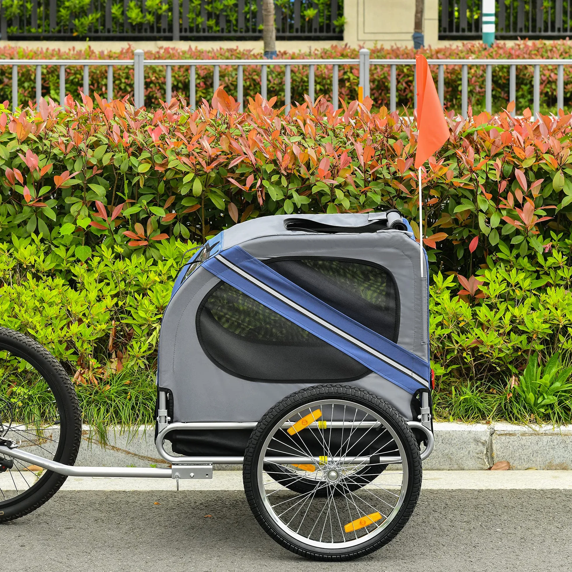 PawHut Remorque vélo pour Chien Pliable 30 kg 130x73x90 cm Acier Polyester imperméable