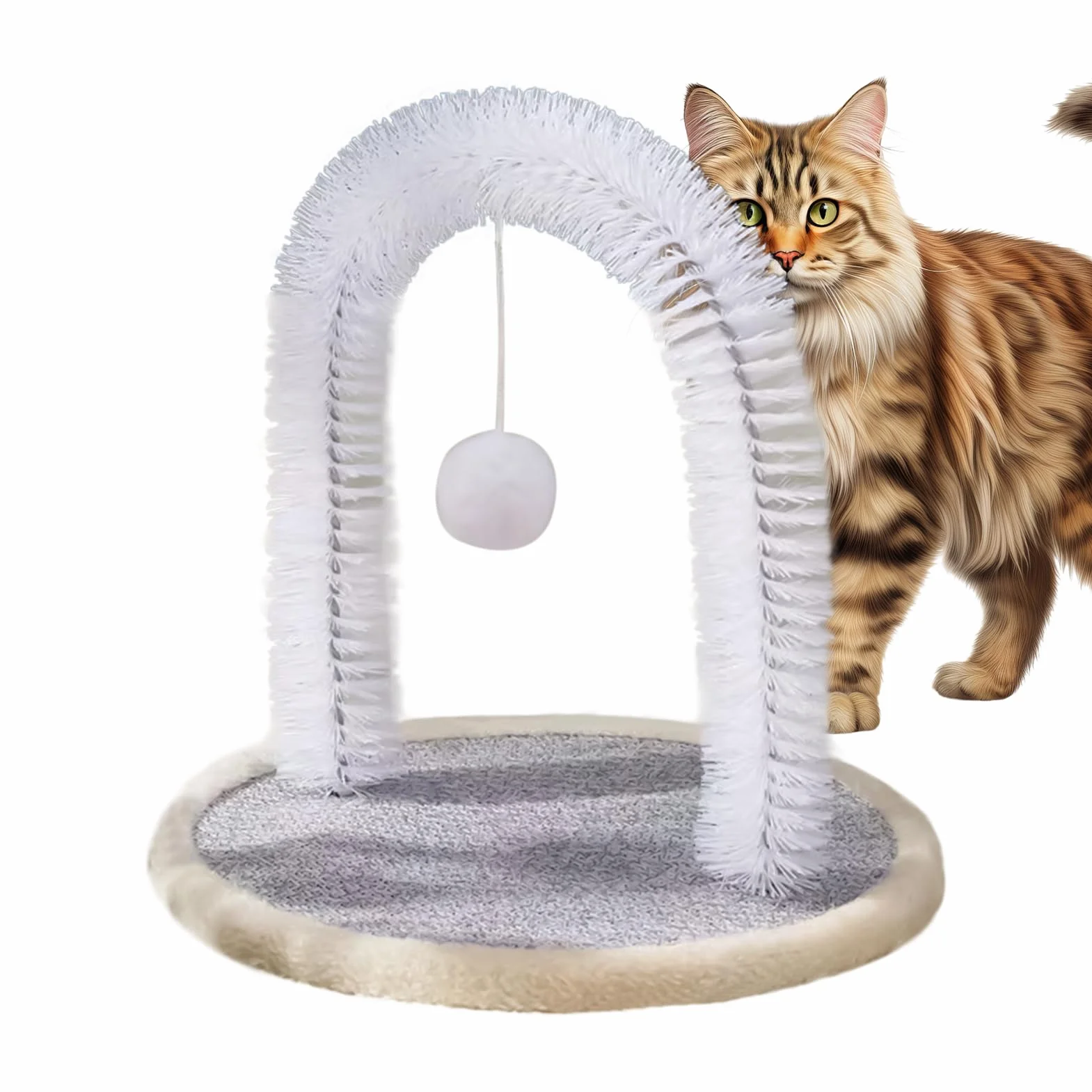 Brosse Autogrooming Pour Chat Avec Coussin Grattatoire Résistants aux Morsures Accessoires Toutes Tailles
