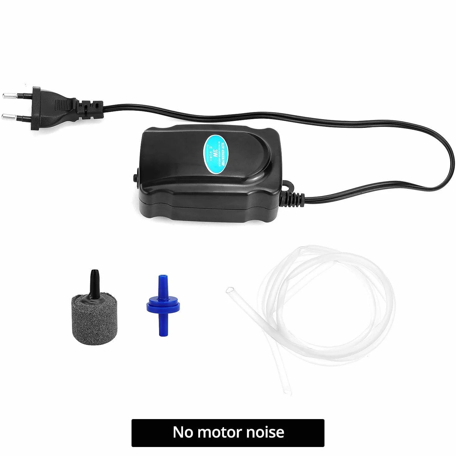 QWORK Pompe à air d'aquarium 3 W 2 L/Min avec tuyau silicone 120 cm