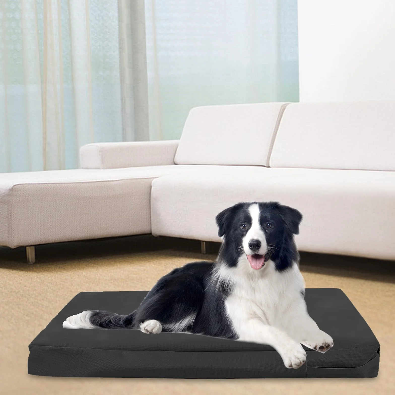 Housse de lit pour chien imperméable lavable amovible avec fermetures éclair