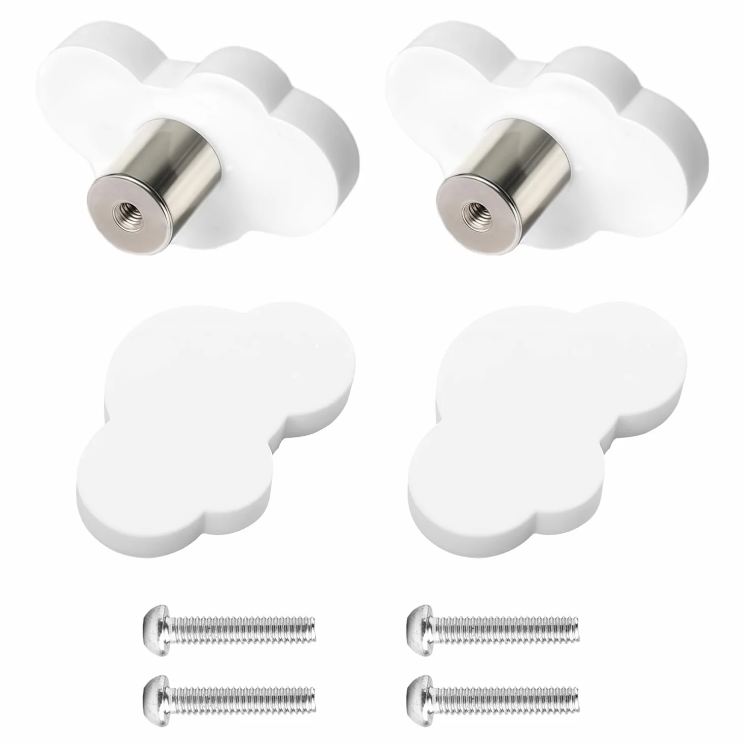 Boutons de Meuble en Forme de Nuage Lot de 4, Poignées Décoratives avec Vis pour Placard Armoire Chambre Enfants