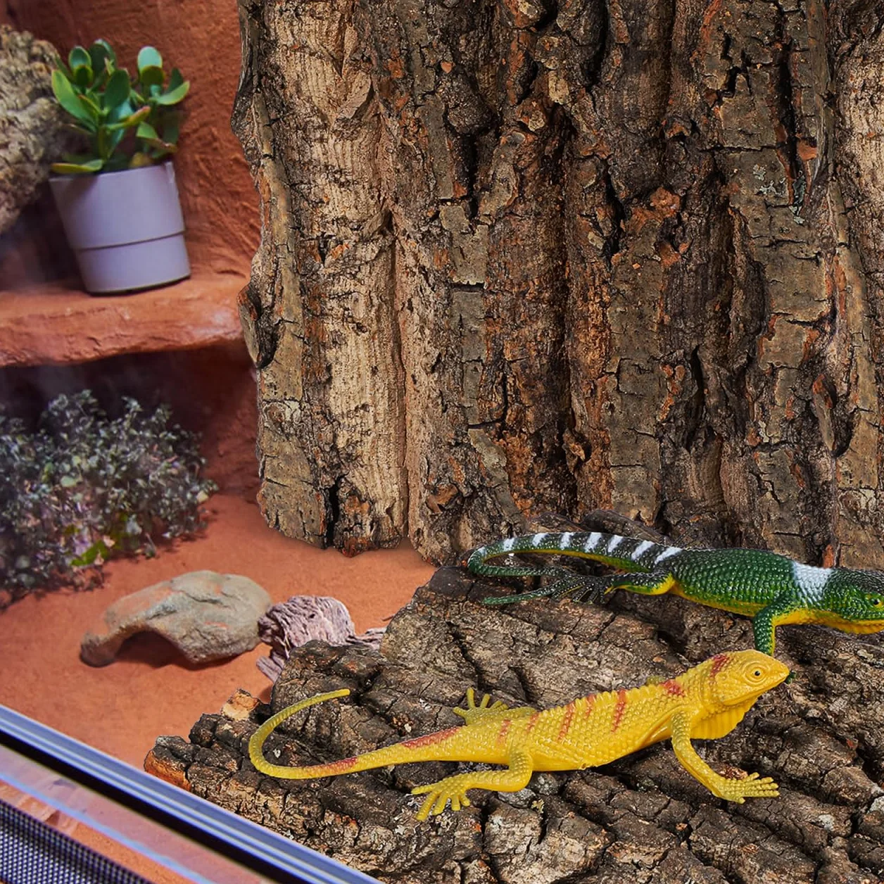 DOITOOL Écorce de liège pour Reptile 4 pièces Fond Terrarium 15 x 15 cm Naturelle décoration Tapis d'escalade