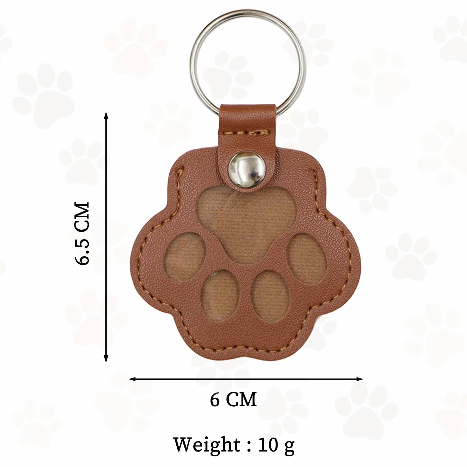 Porte-clés commémoratif en cuir patte de chien et chat, boite souvenir poils animal (marron)