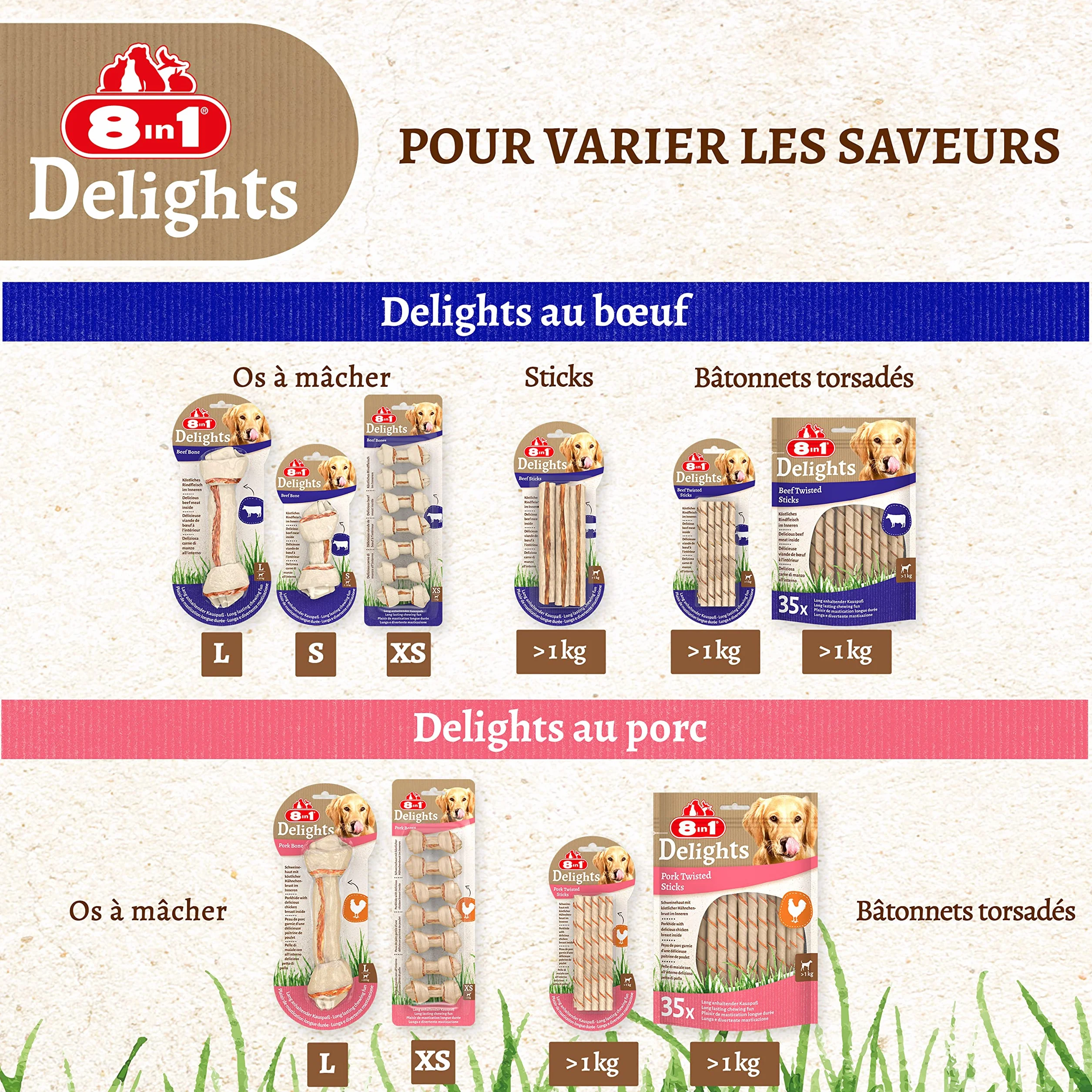 8in1 Delights Twisted Sticks pour Chien 35 pièces