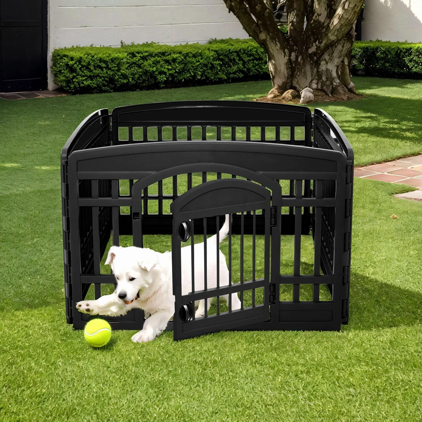 Iris Ohyama Parc pour Chien Intérieur Extérieur 8 Panneaux H90cm Blanc Plastique CI-908