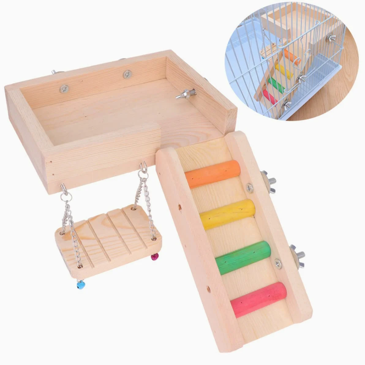 Beaupretty Jouet Échelle pour Animaux, Balançoire à Oiseaux, Matériau Sûr, Grand Format, Jeu D’Escalade pour Hamster et Perroquet, Accessoire Ludique pour Cage D’Oiseaux, Petits Animaux