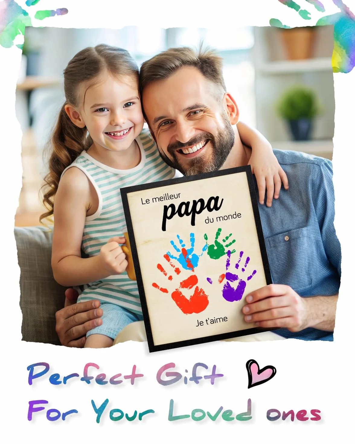 DIY Empreinte Mains Familiales Cadeau Fete des Peres Papa Anniversaire Noel