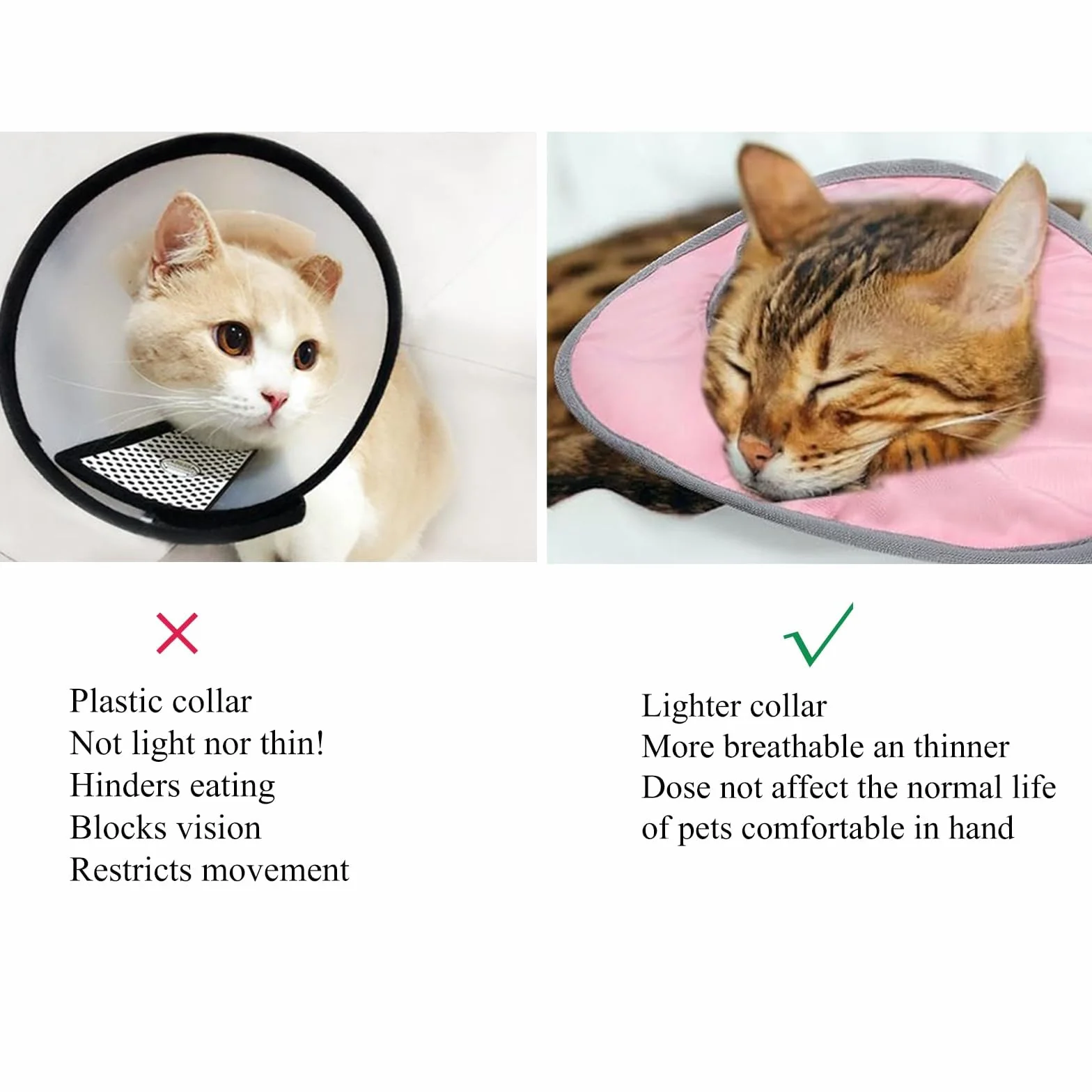 Collerette Chat Anti Lechage Ajustable Collier Récupération Postopératoire Anti-Morsure Rose