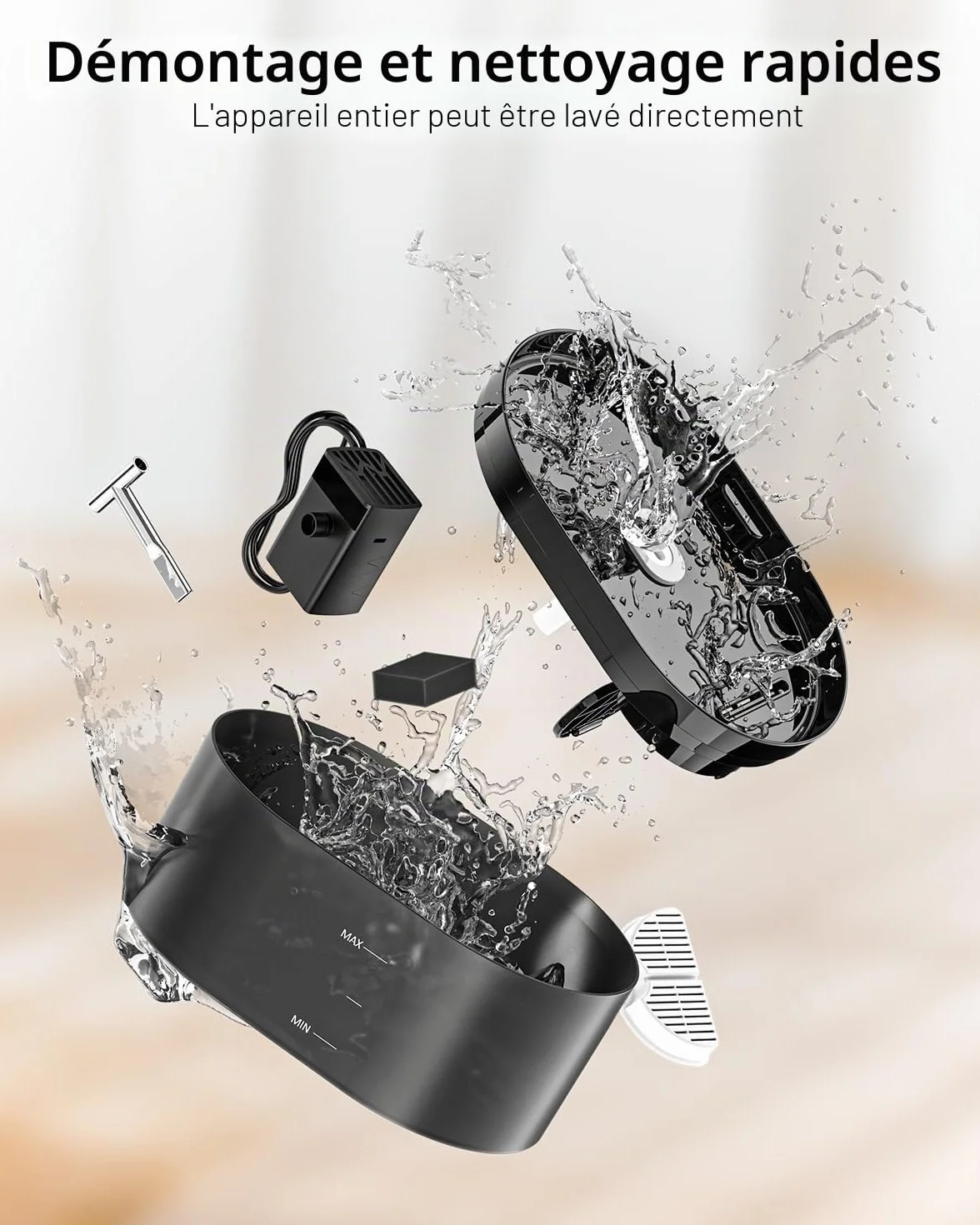 Fontaine à Eau Automatique pour Chat 2,2L avec LED Silencieuse