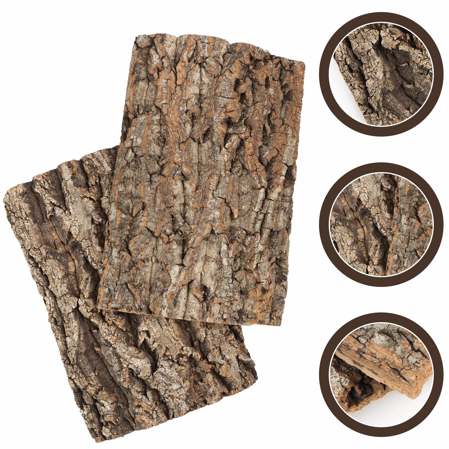 Lot de 2 parois arrière en écorce de liège pour terrarium - Aspect naturel - Surface d'escalade pour reptiles gecko, barbes, tortues