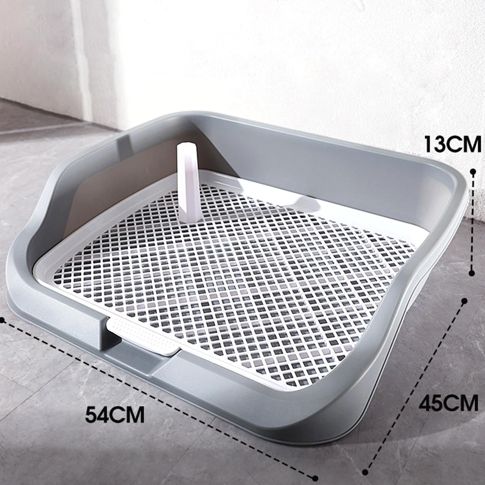 Plateau d'apprentissage de La Propreté pour Chiots, Support pour Tapis d'apprentissage avec Grille Facile à Nettoyer et Barrière de Protection, Grise