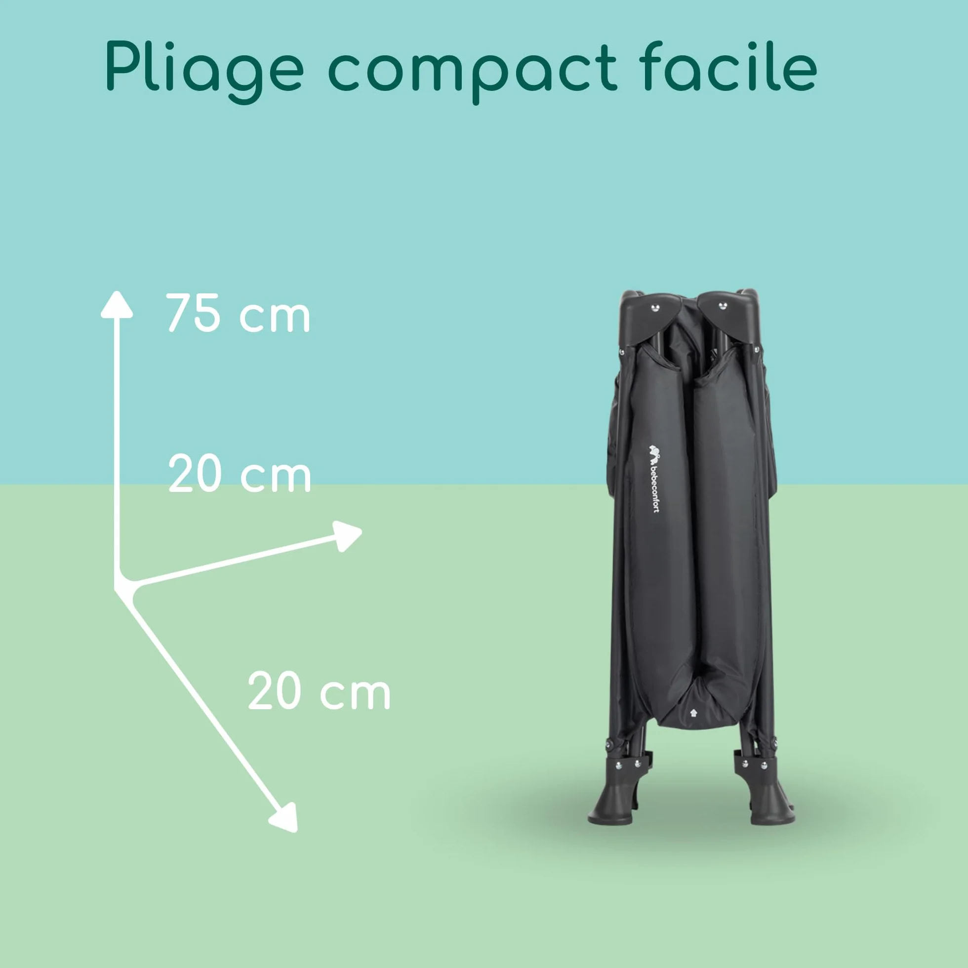 Bebeconfort Sweet Dreams Lit Parapluie Bébé 0-3 Ans 0-15 kg Léger Grand Matelas Ouverture Latérale Design Pliable Sac de Transport Inclus Mineral Graphite