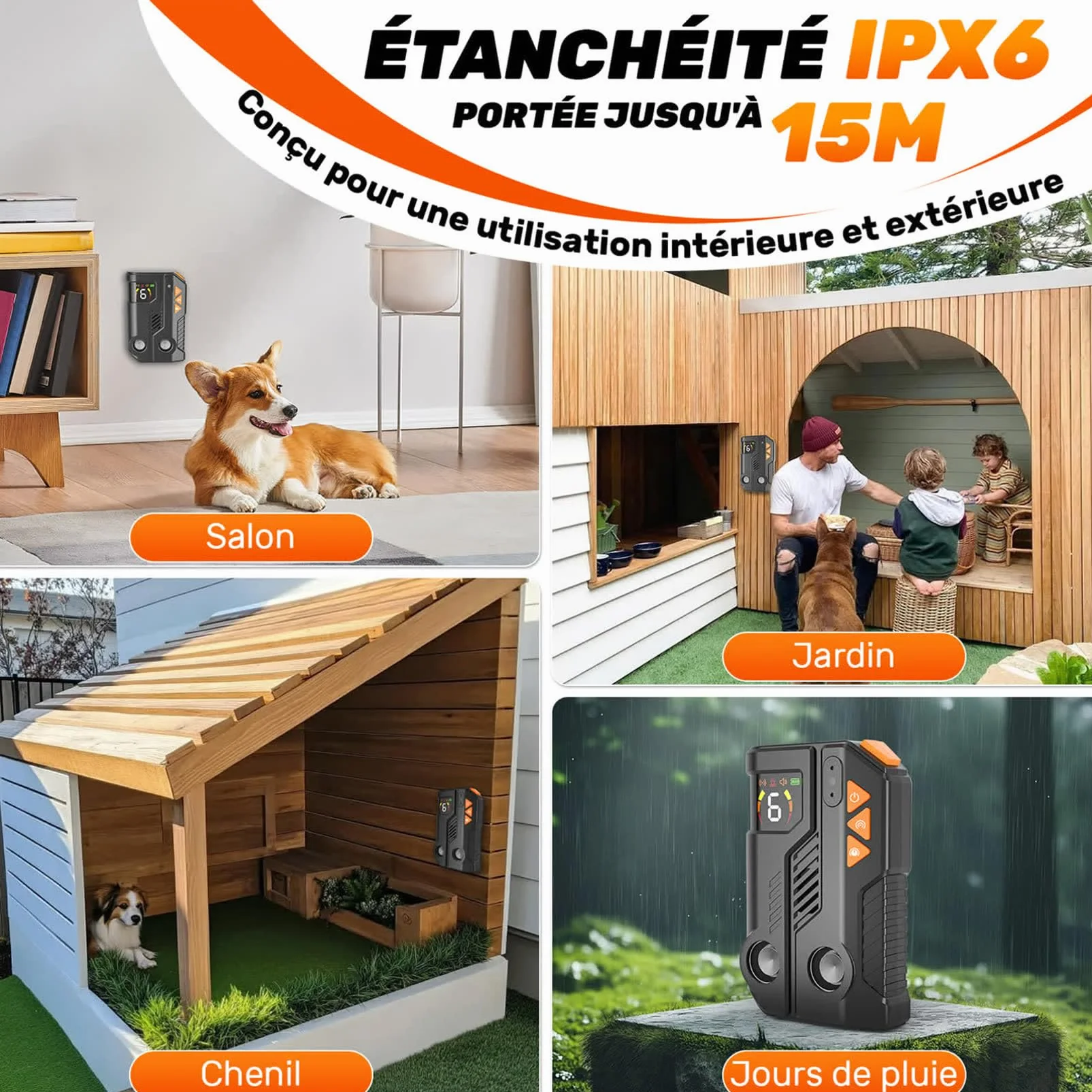 Anti Aboiement Chien Ultrason Puissant AI 2 Émetteur 6 Sensibilités 3 Intensités IPX6 Rechargeable