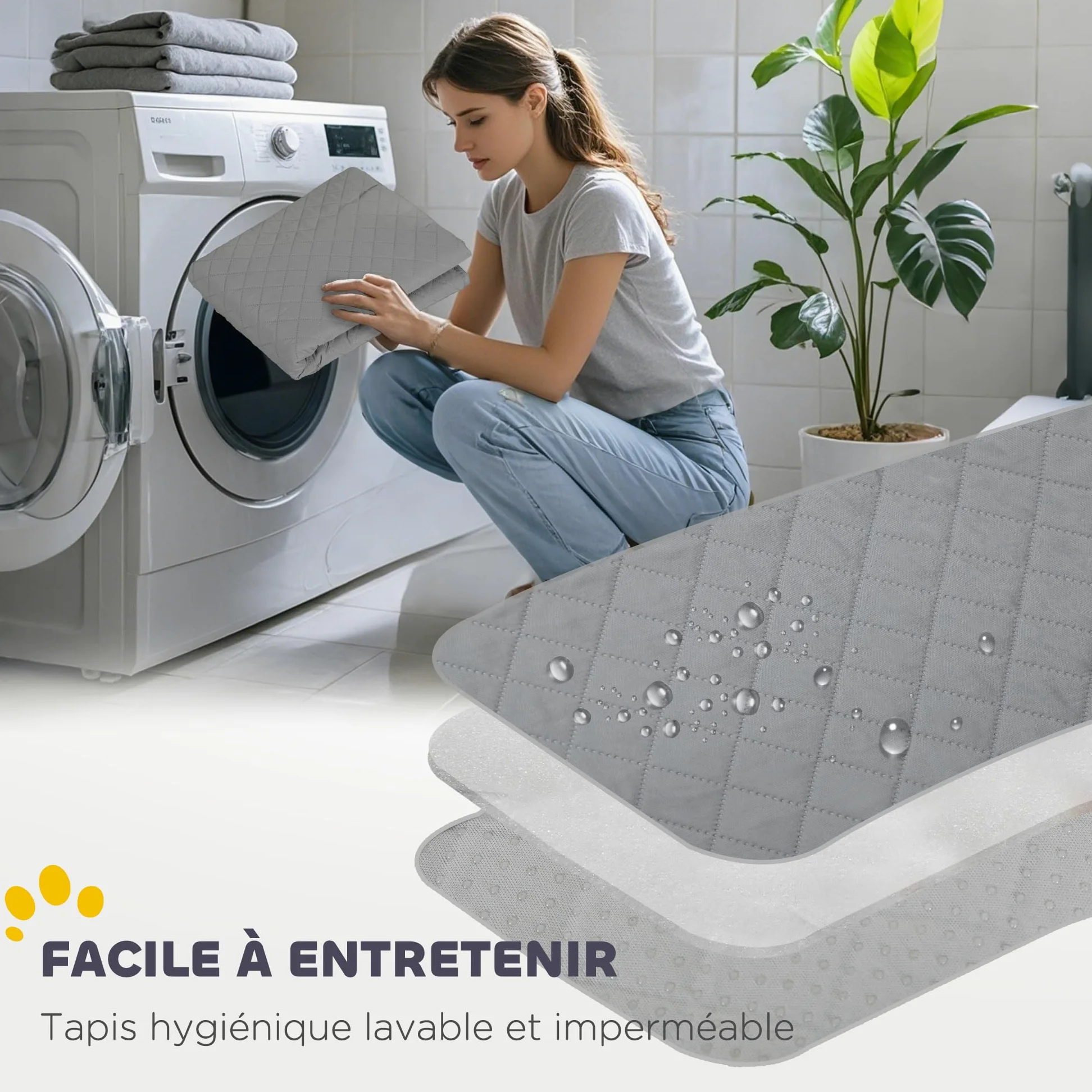 PawHut Parc de Mise Bas pour Chien, Caisse de Mise Bas pour Chiens, avec Porte verrouillable, Tissu Oxford 600D, Tapis de propreté Lavable, enclos Chien, en Acier, 122 x 122 x 60 cm, Noir | Caisse de Mise Bas, Porte Verrouillable, Tissu Oxford 600D, Tapis