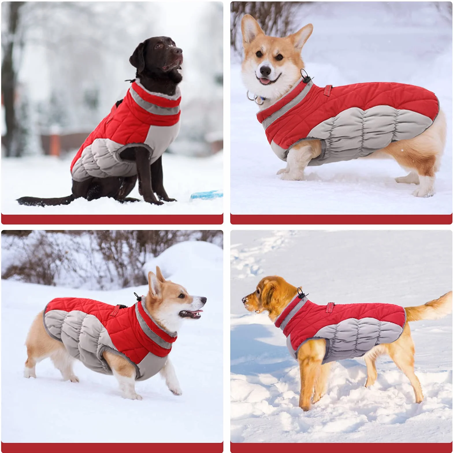 Kuoser Manteau d'hiver Imperméable pour Chien avec Col en Fourrure Gilet Réfléchissant