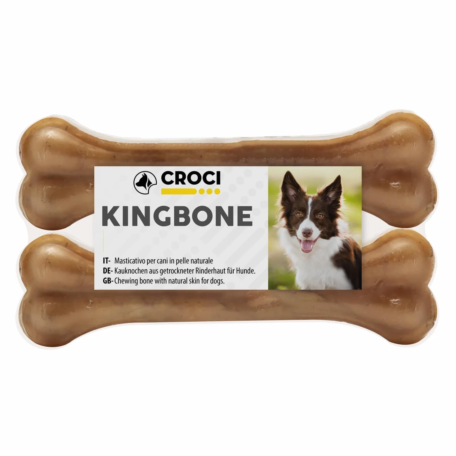 Croci King Bone, bâton dentaire en peau de vache naturelle pour chiens, 15 cm, 2 pièces
