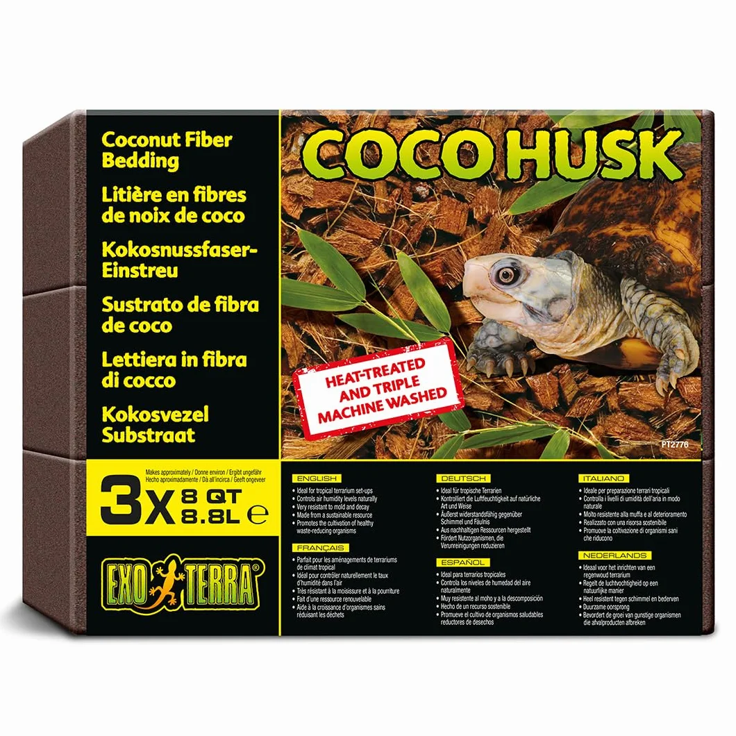 Exo Terra Substrat Coco Husk 3 x 7 L pour Terrariums Naturels