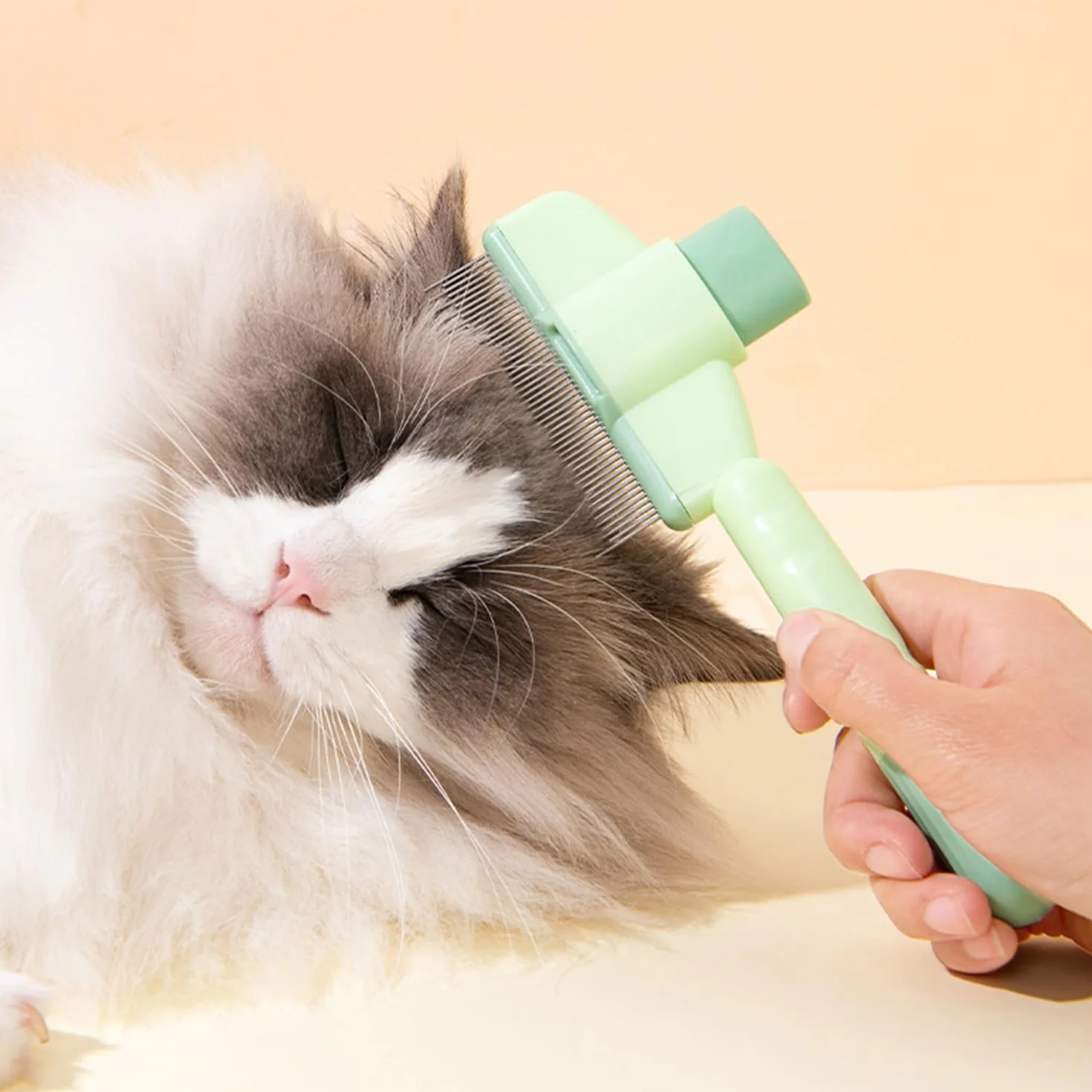 Brosse Anti-puces Autonettoyante pour Chats et Animaux de Compagnie