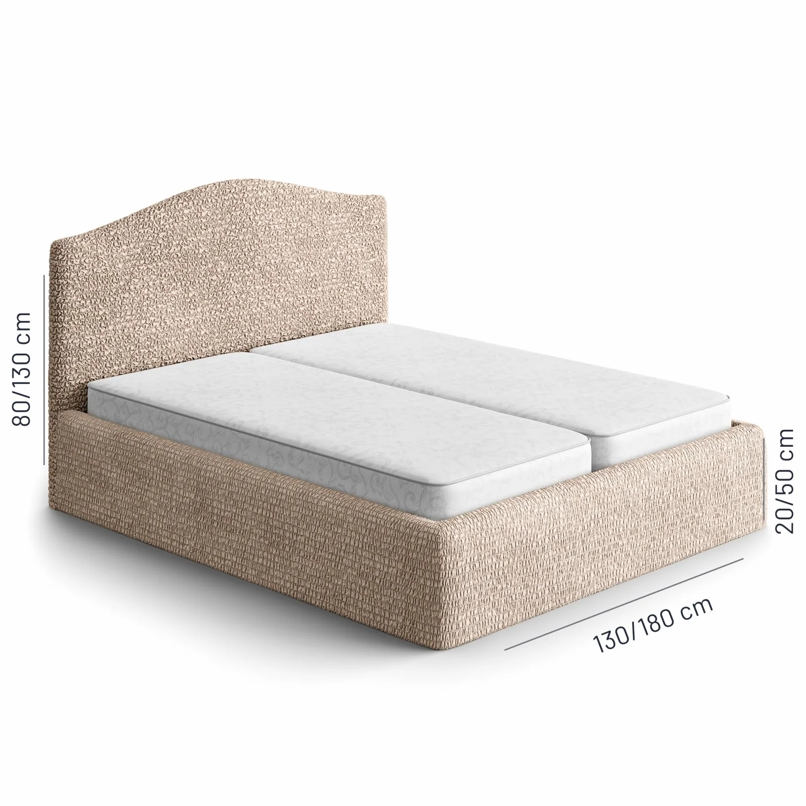 Housse de tête de lit et Tour de lit 2 Personnes Microfibre Unie Anti-Rayures Lavable Machine Oeko-TEX Taupe