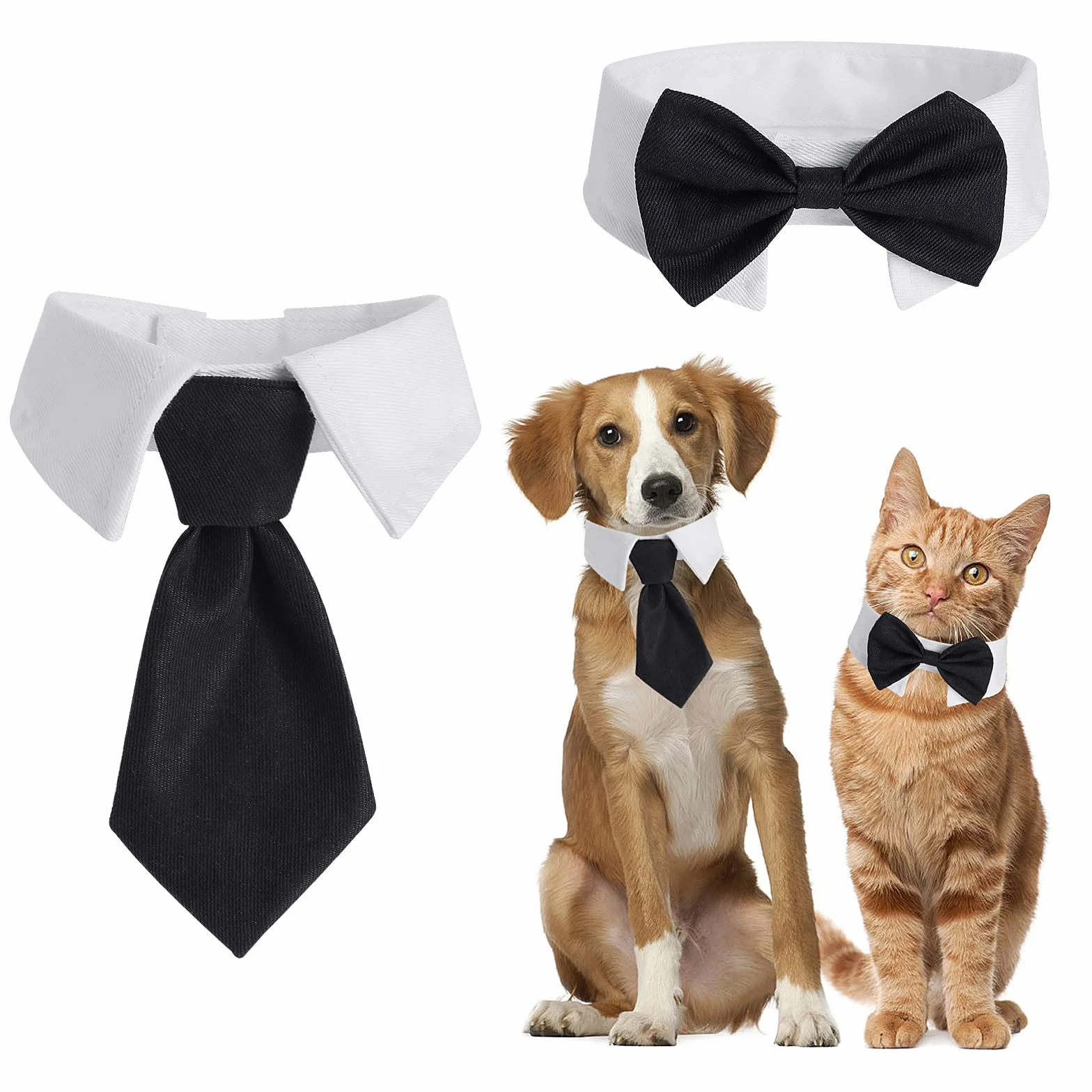 Lot de 2 colliers de smoking réglables pour chien et chat - Nœud papillon formel pour mariage