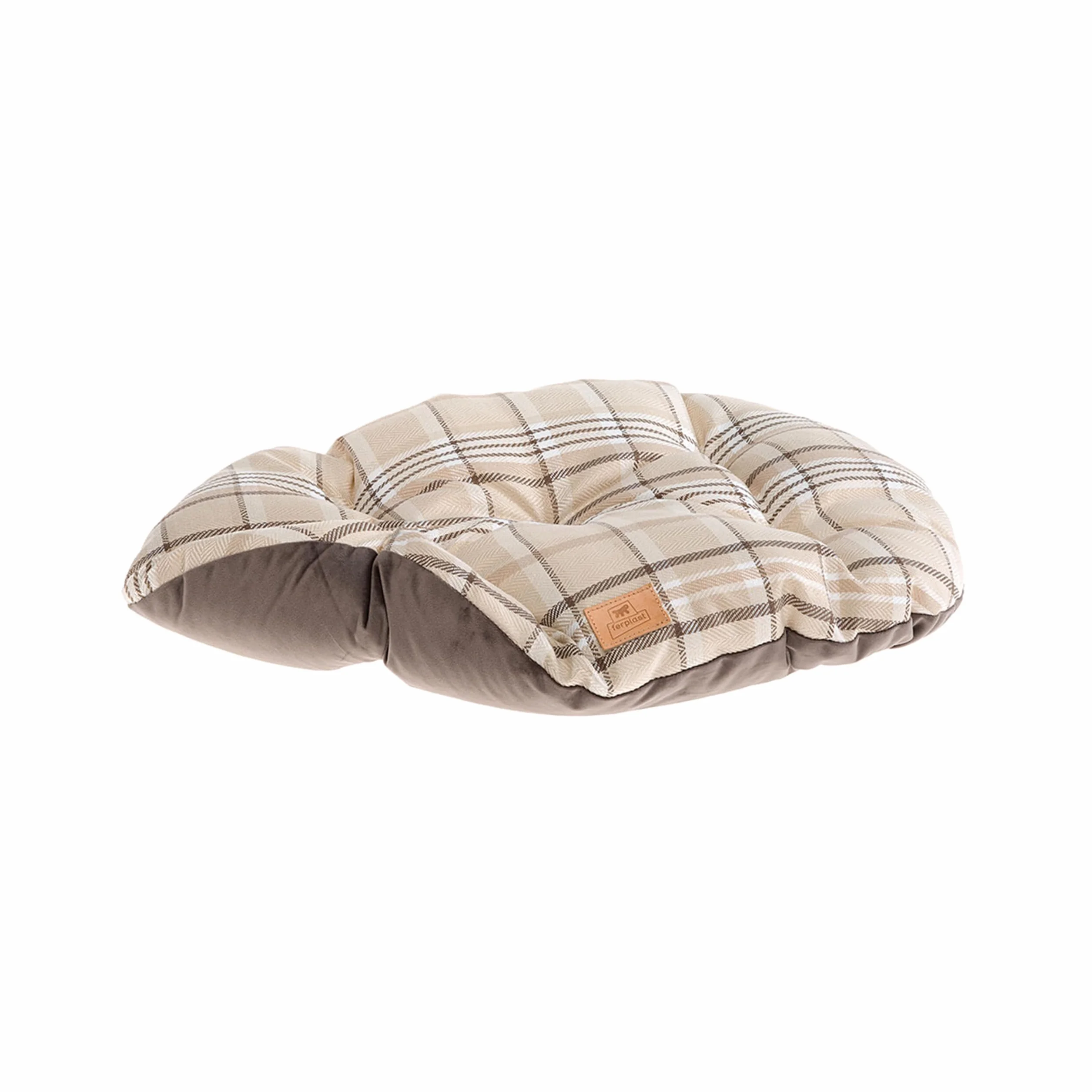 Ferplast Scott Coussin Rembourré Double-Face Écossais Velours Lavable Chien Chat Marron 45/2