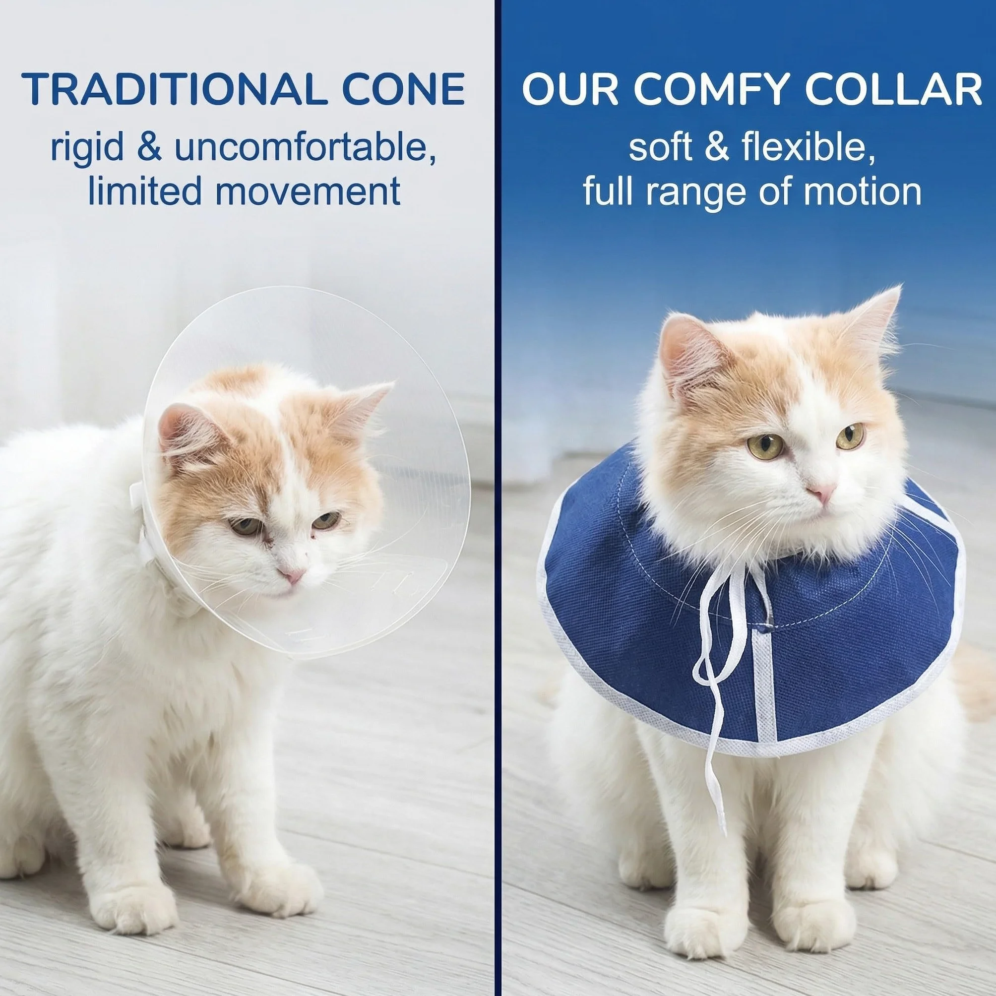 Collerette Anti Léchage Chat Chien, Collier Protection Réglable Tissu Non Tissé Bleu Taille M