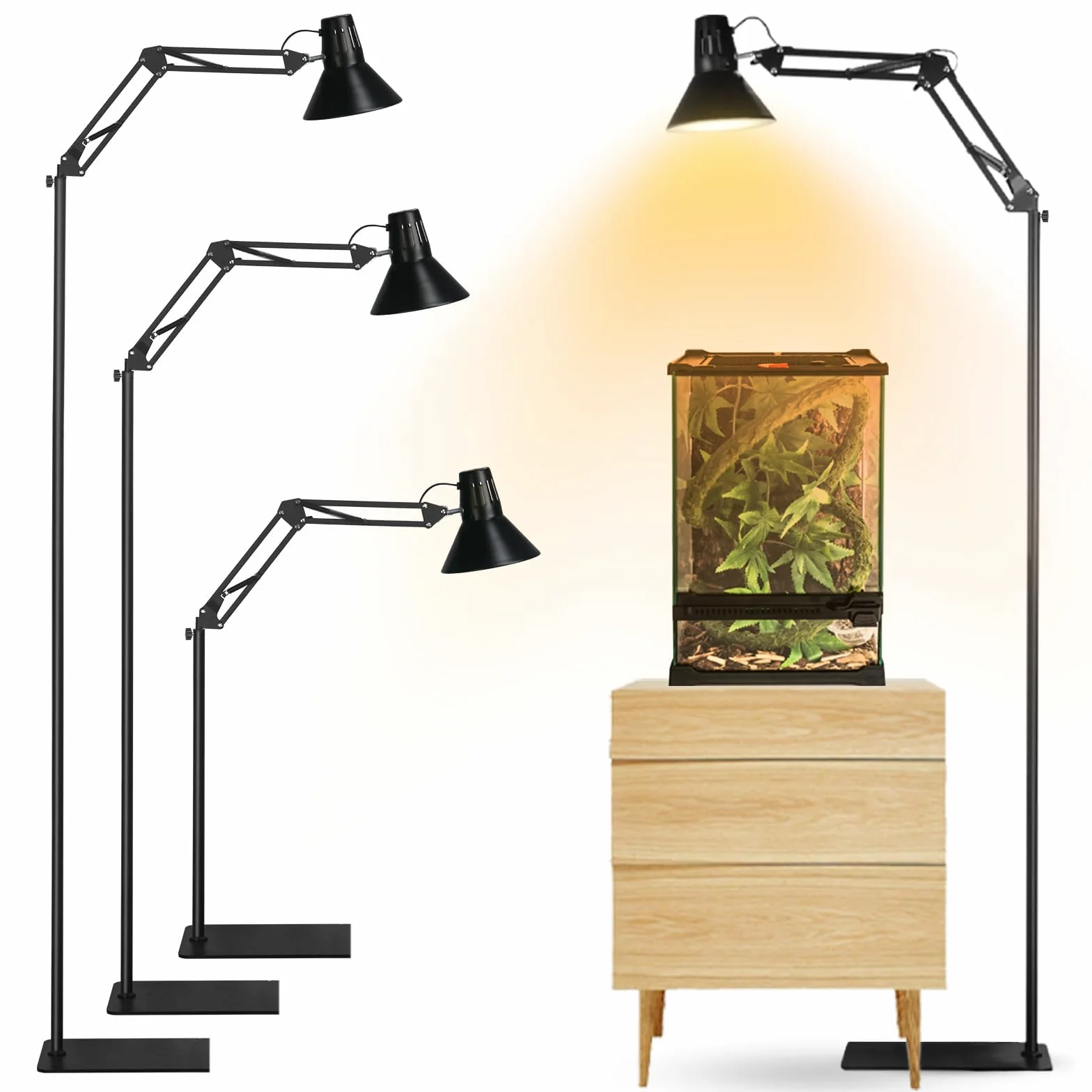 Support de lampe chauffante pour reptiles, socle extra haut, hauteur et largeur réglables, pour tortue terrarium