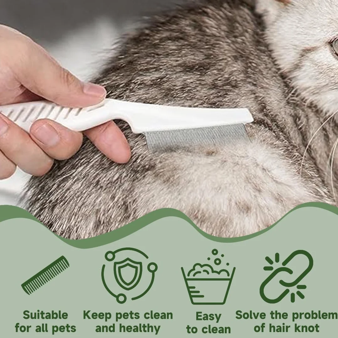 Peigne autonettoyant pour animaux de compagnie, Brosse à puces pour chat avec bouton de déverrouillage