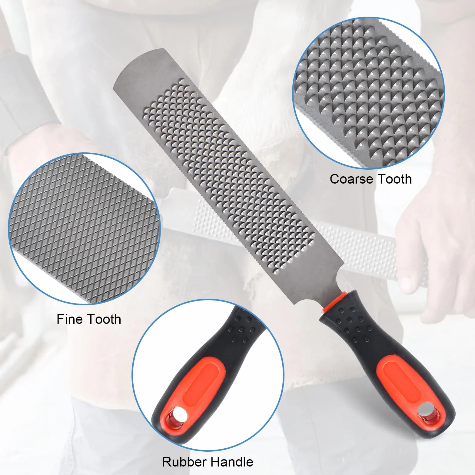 Râpe pour Sabot 32cm Dokeno avec Poignée Caoutchouc, Face Fine et Face Grossière