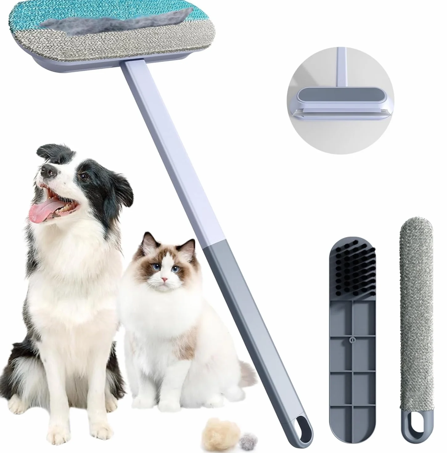 Brosse Anti Poils Chat Chien Animaux 4-en-1 Nettoyage Réutilisable Canapé Tapis Vêtements Literie