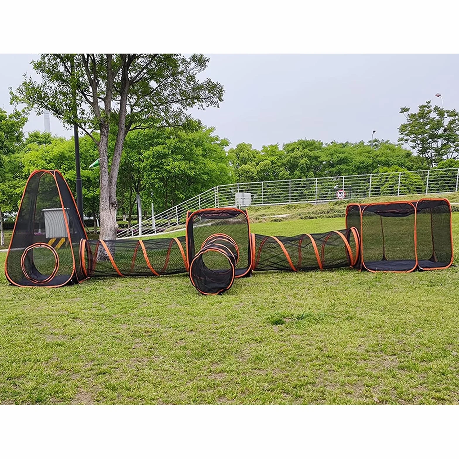 Enclos d'extérieur pour chat Tente portable 6 en 1 Parc tunnel intérieur extérieur pour chats lapins furets petits animaux