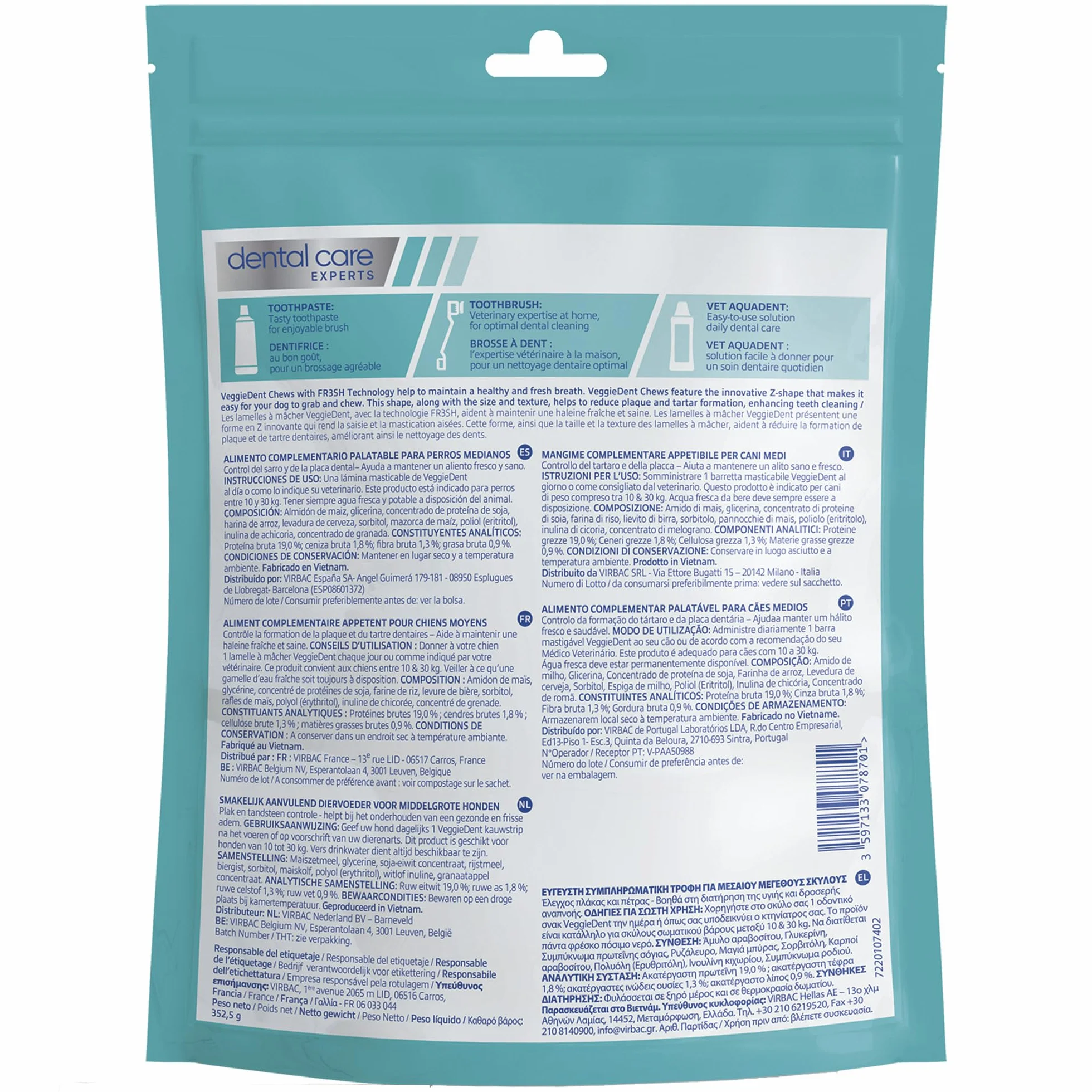 Veggiedent vn100760 bandes de snack fresh M