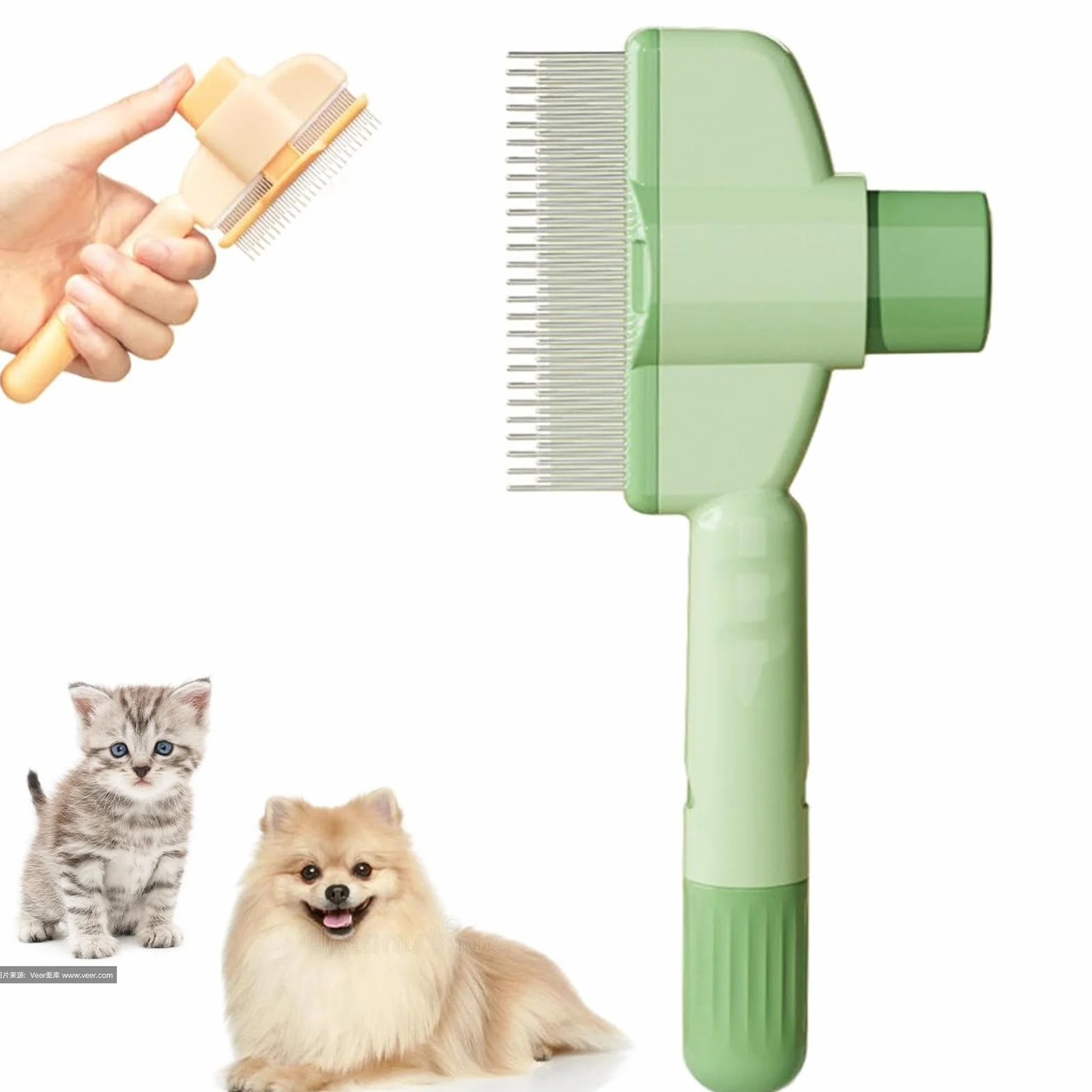 Peigne autonettoyant pour animaux de compagnie, brosse à poils et puces, enlève les poils de chats