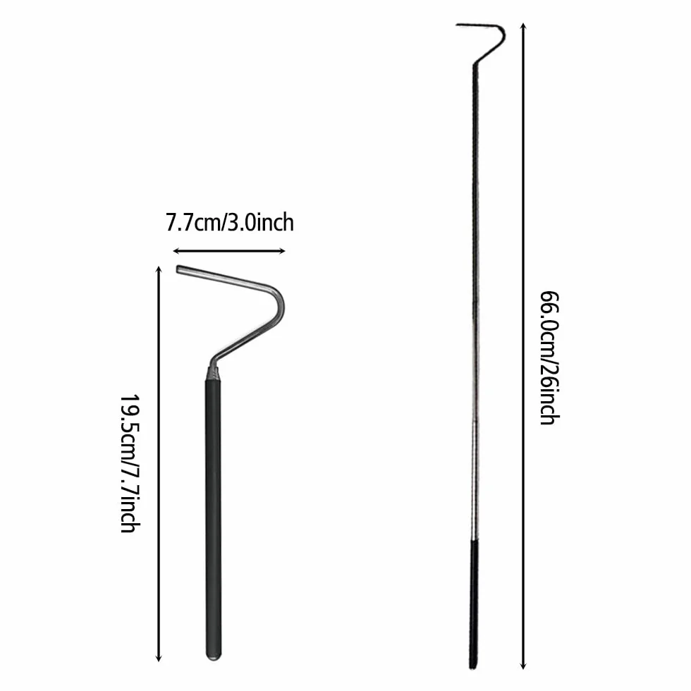 DONGKER Crochet de Serpent Pliable en Acier Inoxydable 66 cm pour Capture de Serpents Jusqu'à 0,9 Kg